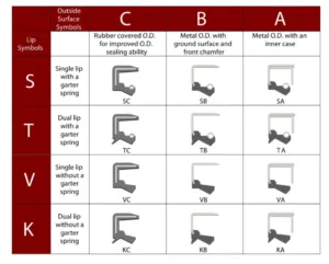Các loại kiểu dáng của phốt chặn dầu